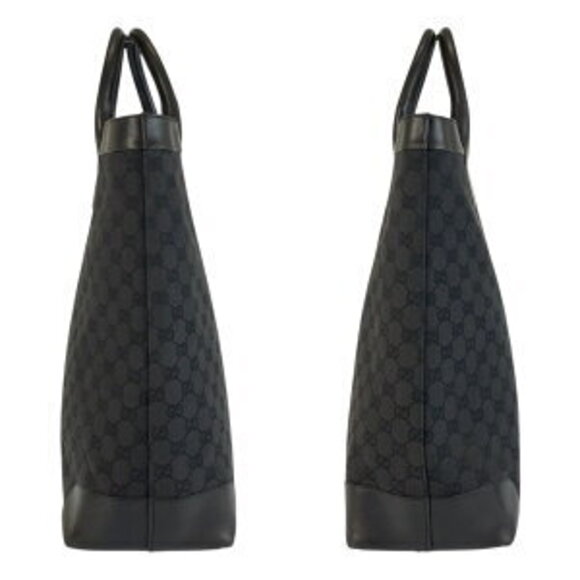 GUCCI black GG canvas leather tote bag shoulder - Picture 7 of 10
